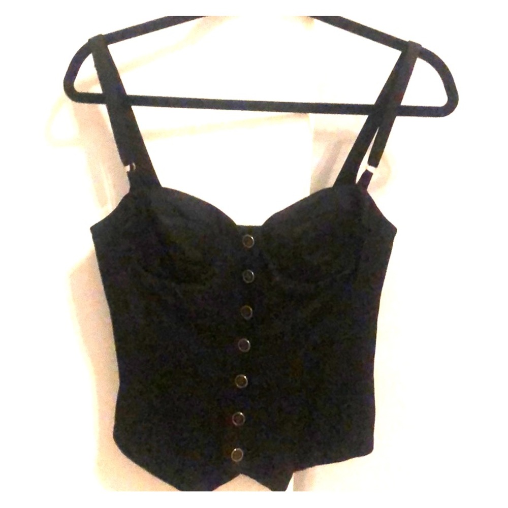 Bebe tuxedo style bustier blouse